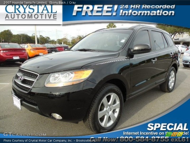 Ebony Black / Gray 2007 Hyundai Santa Fe Limited