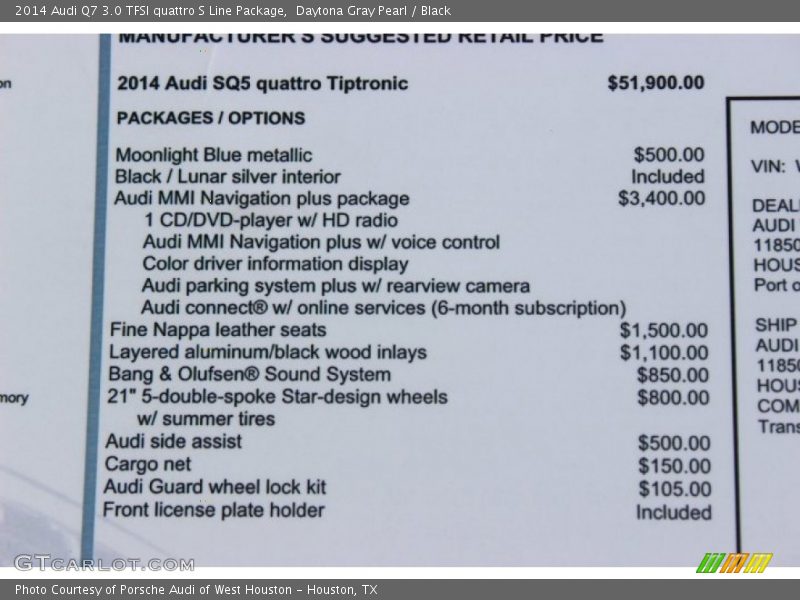 Daytona Gray Pearl / Black 2014 Audi Q7 3.0 TFSI quattro S Line Package