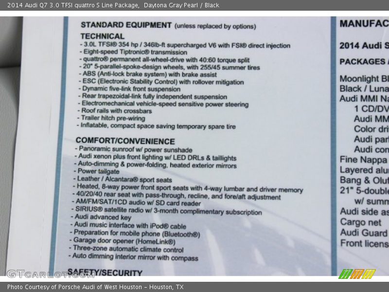 Daytona Gray Pearl / Black 2014 Audi Q7 3.0 TFSI quattro S Line Package