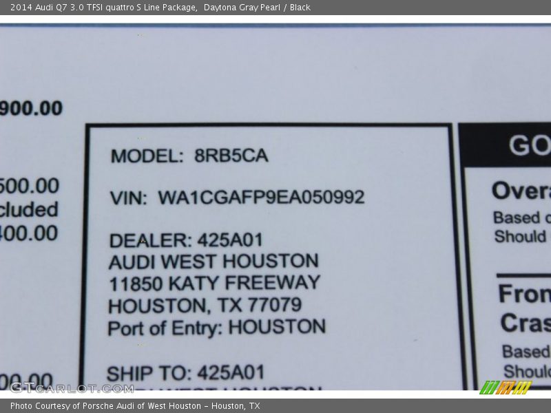 Daytona Gray Pearl / Black 2014 Audi Q7 3.0 TFSI quattro S Line Package