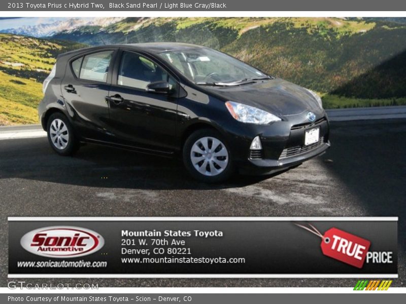 Black Sand Pearl / Light Blue Gray/Black 2013 Toyota Prius c Hybrid Two