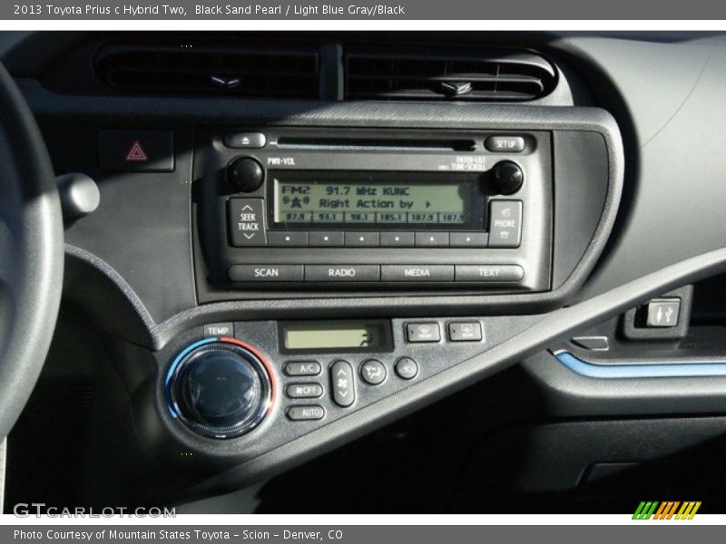 Black Sand Pearl / Light Blue Gray/Black 2013 Toyota Prius c Hybrid Two