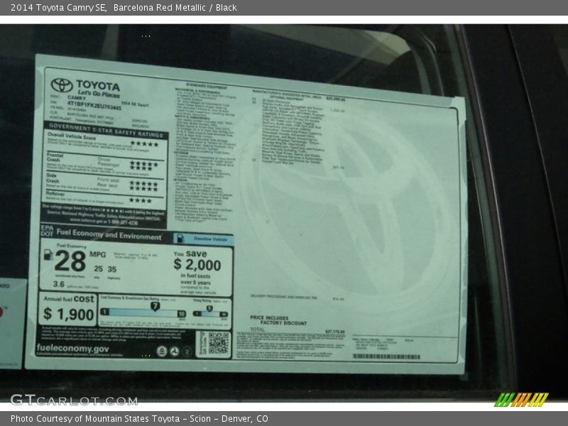Barcelona Red Metallic / Black 2014 Toyota Camry SE