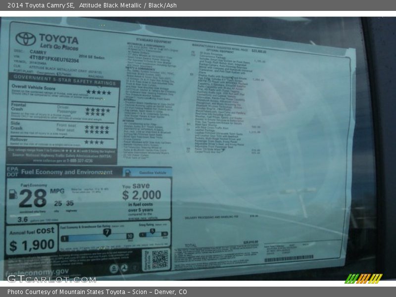 Attitude Black Metallic / Black/Ash 2014 Toyota Camry SE