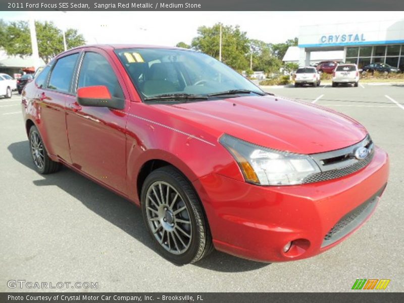 Sangria Red Metallic / Medium Stone 2011 Ford Focus SES Sedan