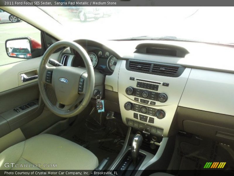 Sangria Red Metallic / Medium Stone 2011 Ford Focus SES Sedan