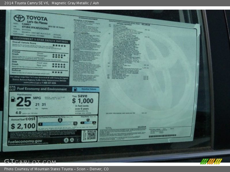 Magnetic Gray Metallic / Ash 2014 Toyota Camry SE V6