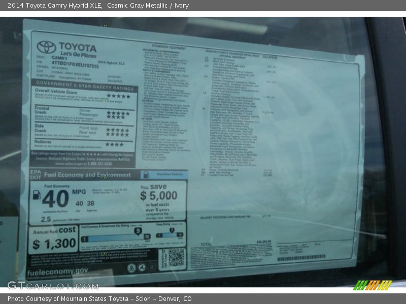 Cosmic Gray Metallic / Ivory 2014 Toyota Camry Hybrid XLE