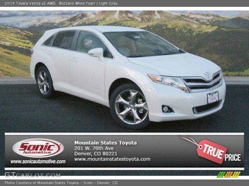 Blizzard White Pearl / Light Gray 2014 Toyota Venza LE AWD