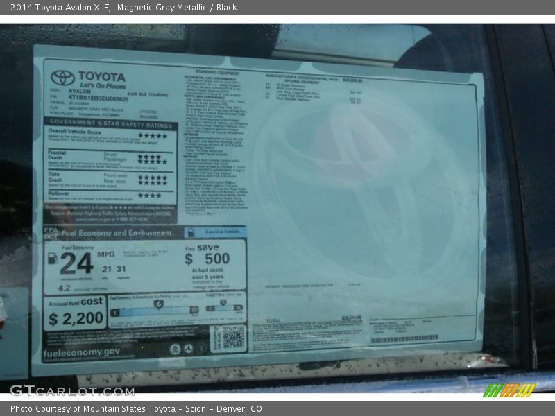 Magnetic Gray Metallic / Black 2014 Toyota Avalon XLE