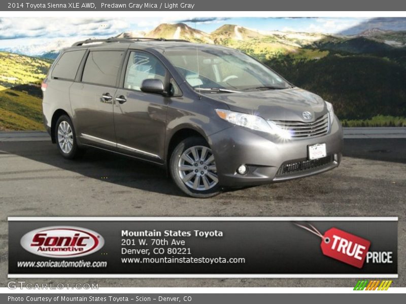 Predawn Gray Mica / Light Gray 2014 Toyota Sienna XLE AWD