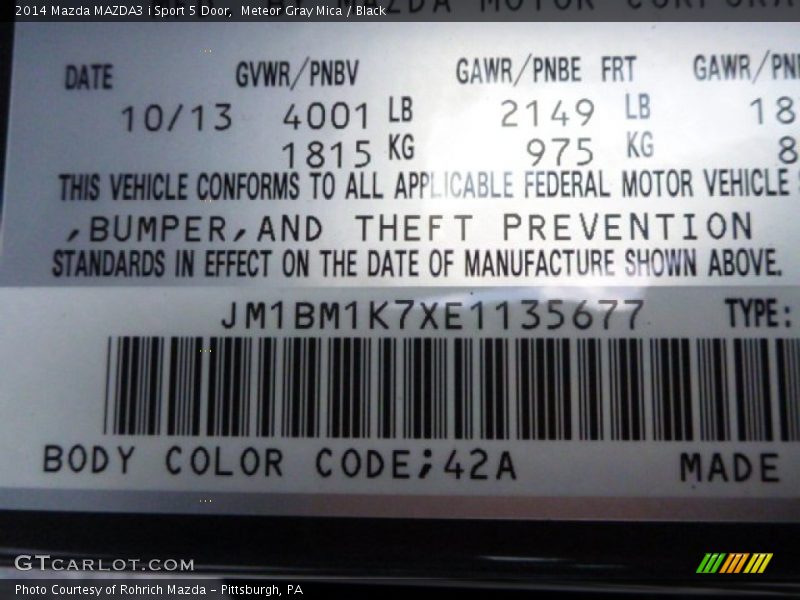 Meteor Gray Mica / Black 2014 Mazda MAZDA3 i Sport 5 Door