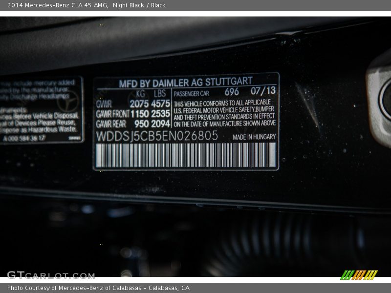 Night Black / Black 2014 Mercedes-Benz CLA 45 AMG
