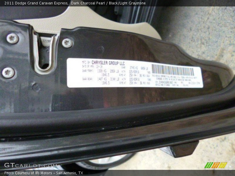 Dark Charcoal Pearl / Black/Light Graystone 2011 Dodge Grand Caravan Express