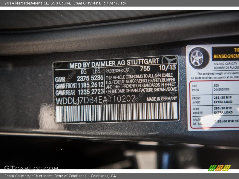 Steel Gray Metallic / Ash/Black 2014 Mercedes-Benz CLS 550 Coupe