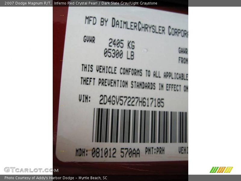 Inferno Red Crystal Pearl / Dark Slate Gray/Light Graystone 2007 Dodge Magnum R/T