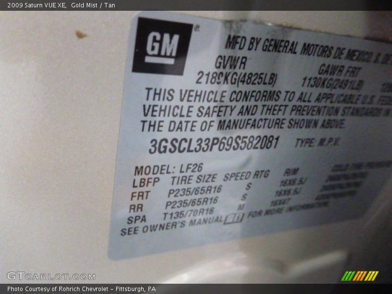 Gold Mist / Tan 2009 Saturn VUE XE