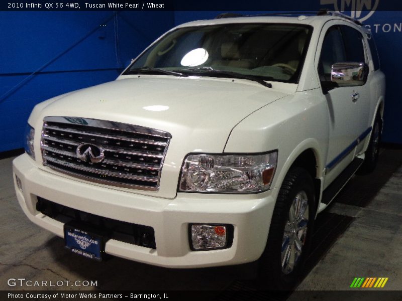 Tuscan White Pearl / Wheat 2010 Infiniti QX 56 4WD