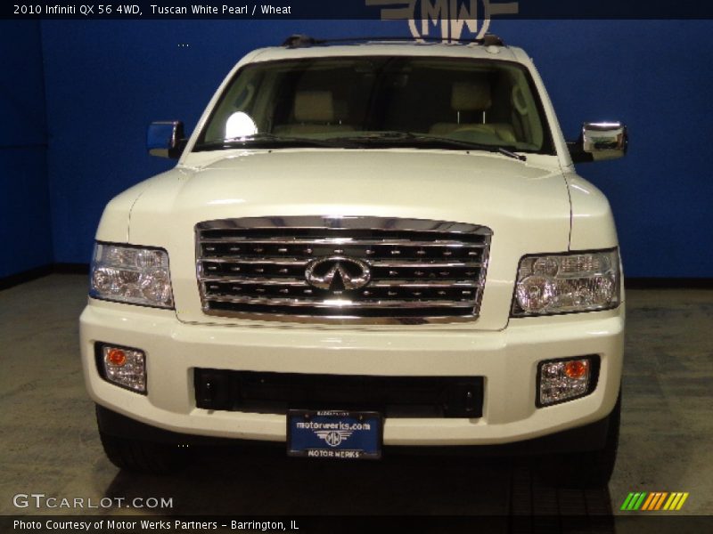 Tuscan White Pearl / Wheat 2010 Infiniti QX 56 4WD
