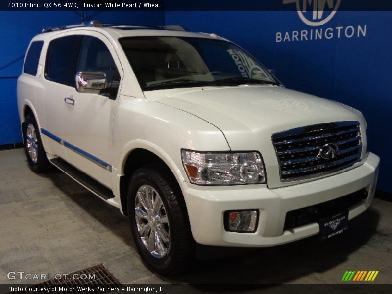 Tuscan White Pearl / Wheat 2010 Infiniti QX 56 4WD