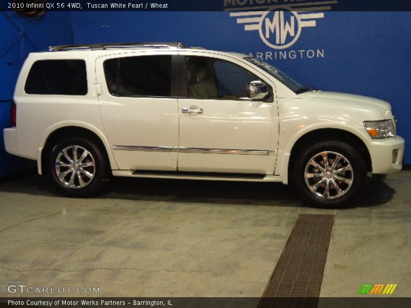 Tuscan White Pearl / Wheat 2010 Infiniti QX 56 4WD