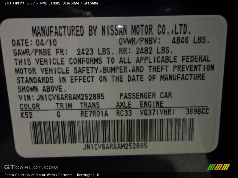 Blue Slate / Graphite 2010 Infiniti G 37 x AWD Sedan