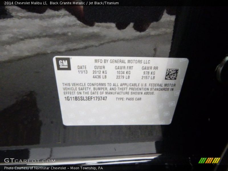 Black Granite Metallic / Jet Black/Titanium 2014 Chevrolet Malibu LS