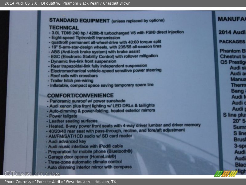  2014 Q5 3.0 TDI quattro Window Sticker