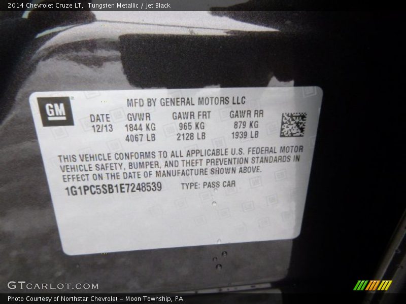 Tungsten Metallic / Jet Black 2014 Chevrolet Cruze LT