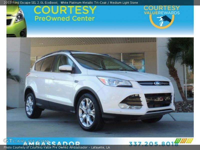 White Platinum Metallic Tri-Coat / Medium Light Stone 2013 Ford Escape SEL 2.0L EcoBoost