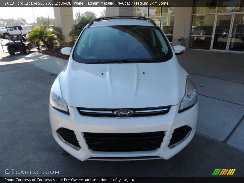 White Platinum Metallic Tri-Coat / Medium Light Stone 2013 Ford Escape SEL 2.0L EcoBoost