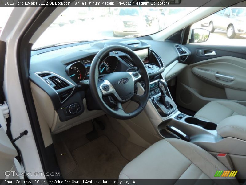 White Platinum Metallic Tri-Coat / Medium Light Stone 2013 Ford Escape SEL 2.0L EcoBoost