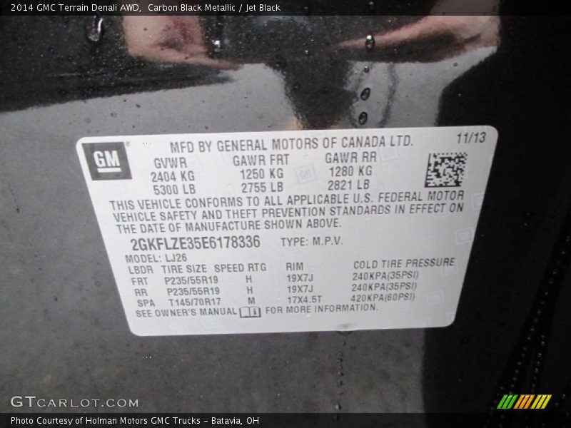 Carbon Black Metallic / Jet Black 2014 GMC Terrain Denali AWD