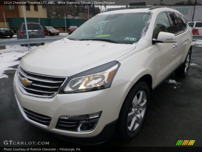 White Diamond Tricoat / Ebony/Mojave 2014 Chevrolet Traverse LTZ AWD