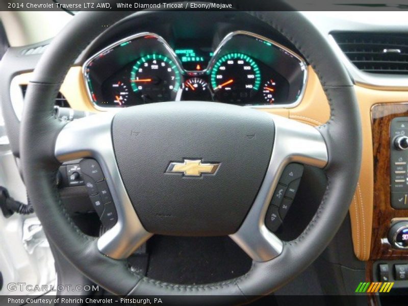White Diamond Tricoat / Ebony/Mojave 2014 Chevrolet Traverse LTZ AWD
