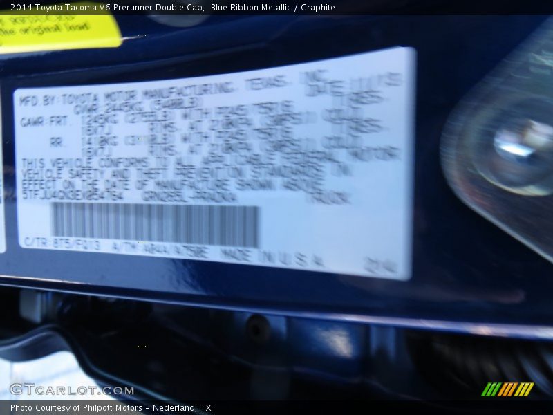 Blue Ribbon Metallic / Graphite 2014 Toyota Tacoma V6 Prerunner Double Cab