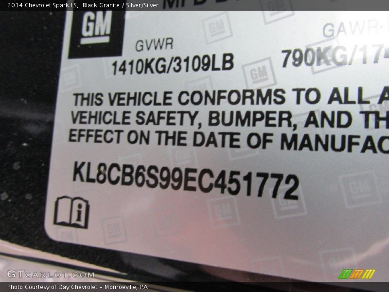 Black Granite / Silver/Silver 2014 Chevrolet Spark LS