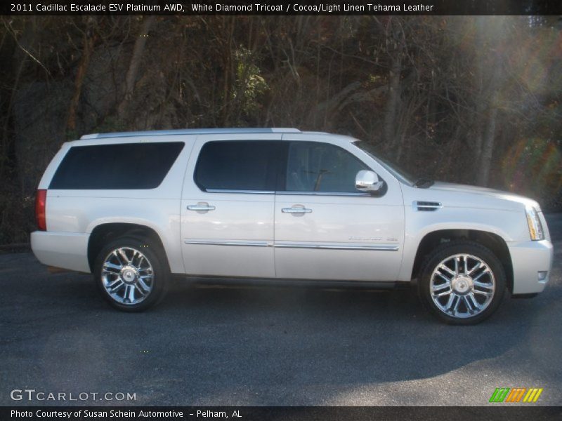 White Diamond Tricoat / Cocoa/Light Linen Tehama Leather 2011 Cadillac Escalade ESV Platinum AWD