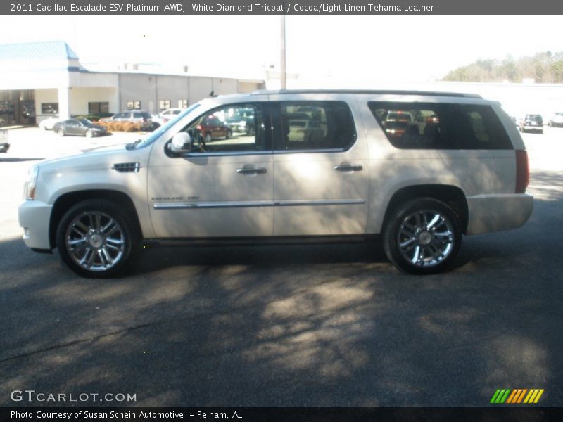 White Diamond Tricoat / Cocoa/Light Linen Tehama Leather 2011 Cadillac Escalade ESV Platinum AWD