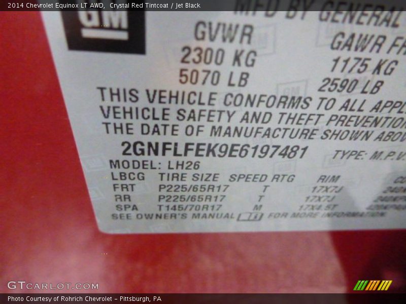 Crystal Red Tintcoat / Jet Black 2014 Chevrolet Equinox LT AWD
