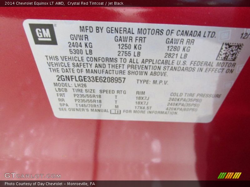 Crystal Red Tintcoat / Jet Black 2014 Chevrolet Equinox LT AWD