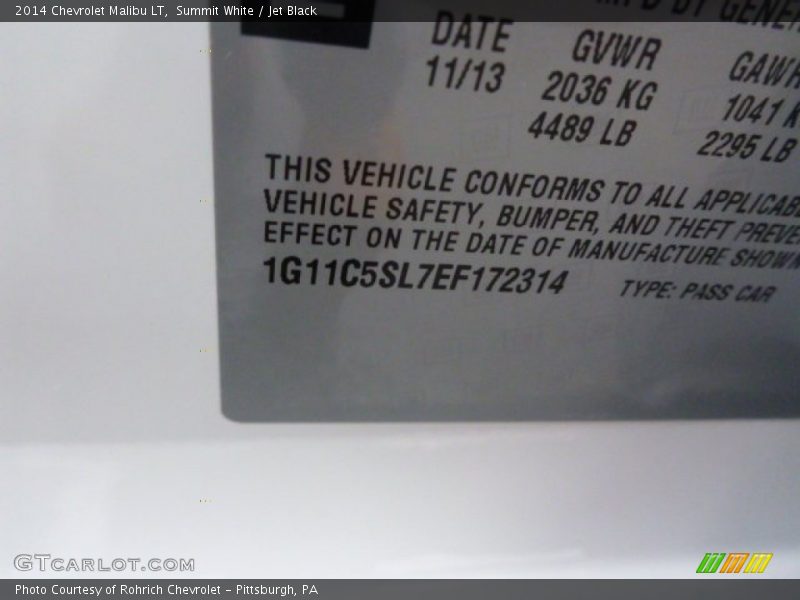 Summit White / Jet Black 2014 Chevrolet Malibu LT