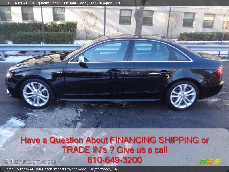 Brilliant Black / Black/Magma Red 2012 Audi S4 3.0T quattro Sedan