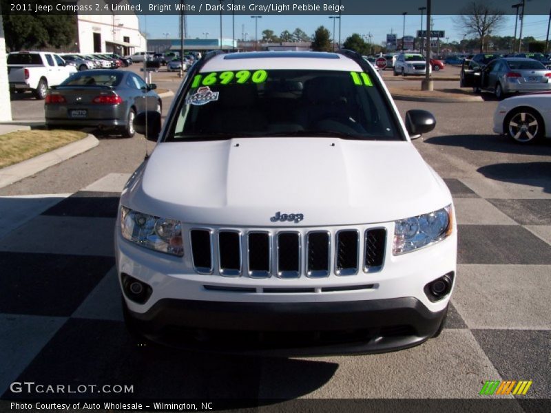 Bright White / Dark Slate Gray/Light Pebble Beige 2011 Jeep Compass 2.4 Limited