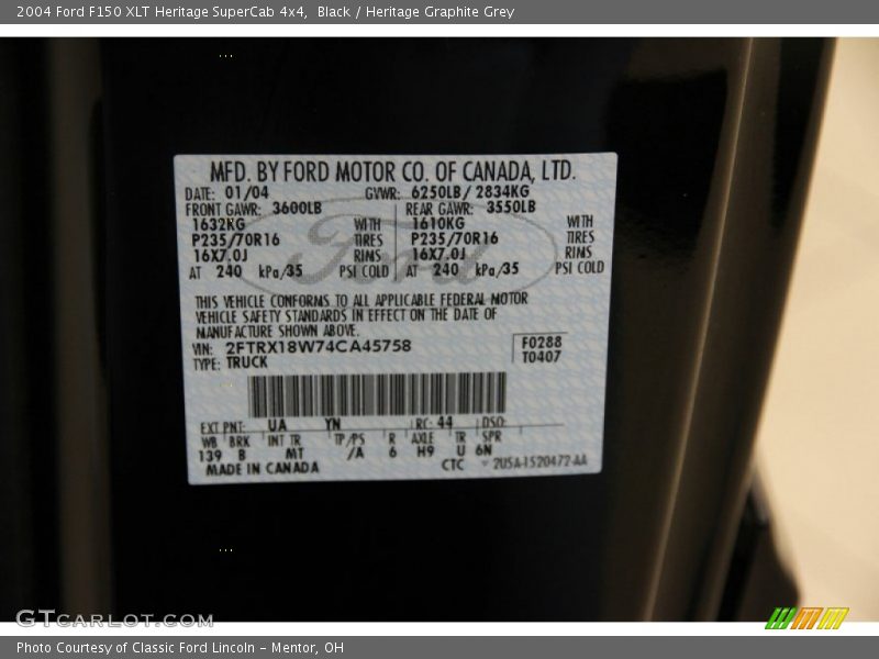 Black / Heritage Graphite Grey 2004 Ford F150 XLT Heritage SuperCab 4x4