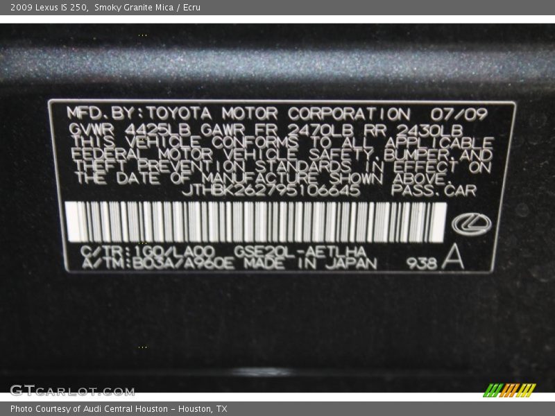 Smoky Granite Mica / Ecru 2009 Lexus IS 250