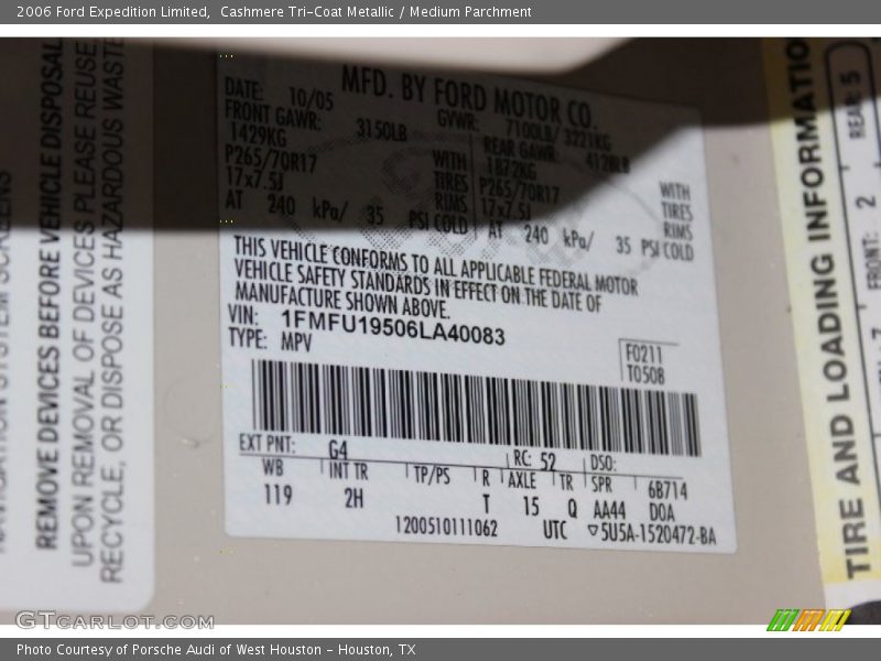 Cashmere Tri-Coat Metallic / Medium Parchment 2006 Ford Expedition Limited