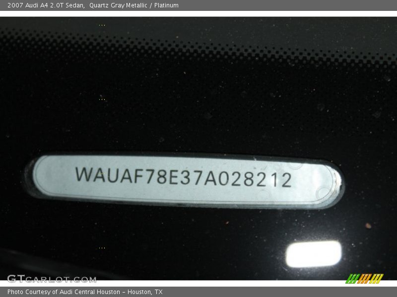 Quartz Gray Metallic / Platinum 2007 Audi A4 2.0T Sedan