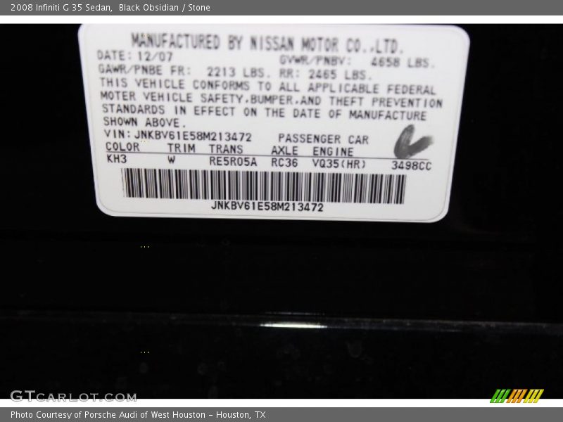 Black Obsidian / Stone 2008 Infiniti G 35 Sedan
