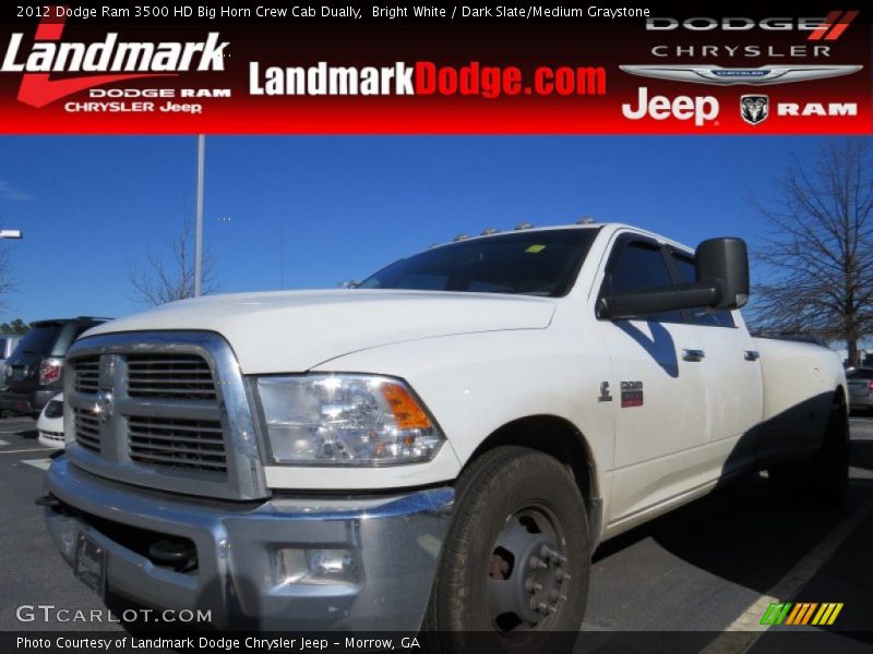 Bright White / Dark Slate/Medium Graystone 2012 Dodge Ram 3500 HD Big Horn Crew Cab Dually